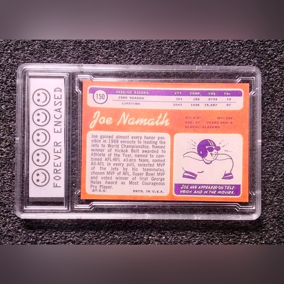 Joe Namath Jets HOF Vintage HOF Football Rookie Card Graded 10 - Picture 2 of 2